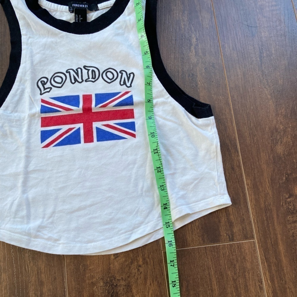 2/$10 Forever 21 White London Cropped Tank Small - Picture 5 of 7